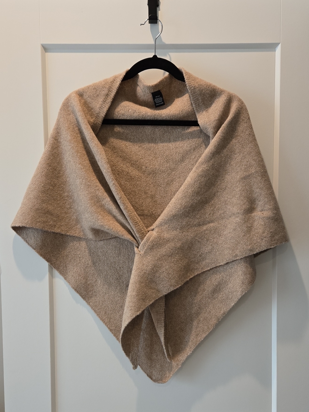 Soft Knit Beige Wrap Sweater Poncho